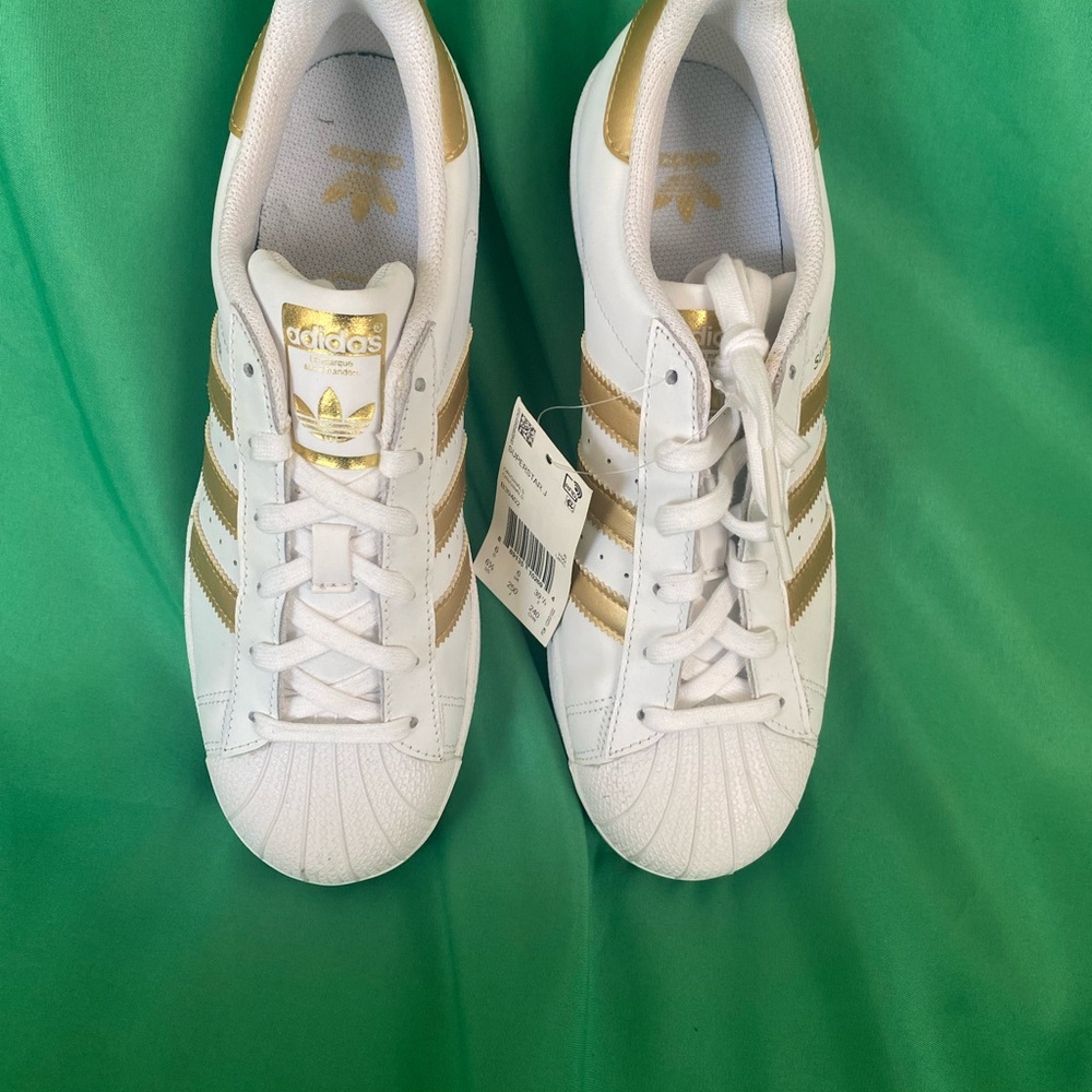 Adidas White and Gold Sneakers